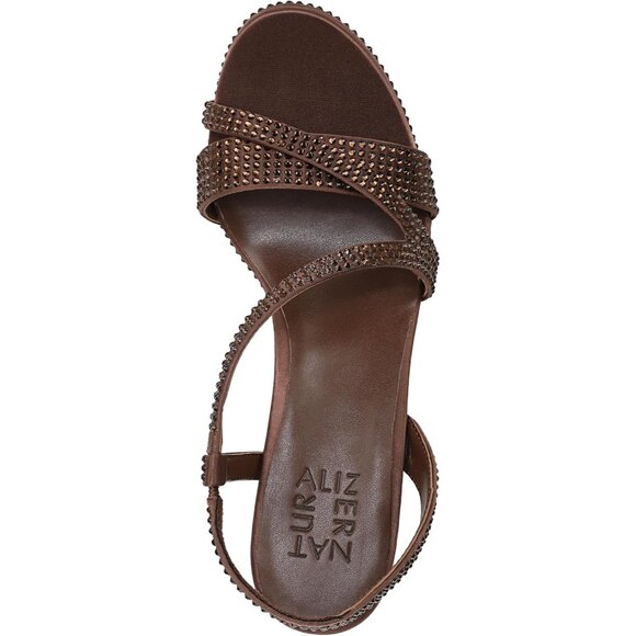 Naturalizer Women Chocolate Satin Polyurethane Rounded Open Toes Platform Shoes - Picture 5 of 9